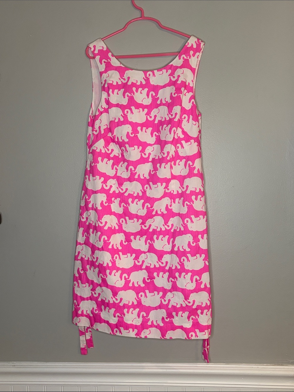 Lilly Pulitzer Girls Pink and White Elephant Print Sleeveless Dress